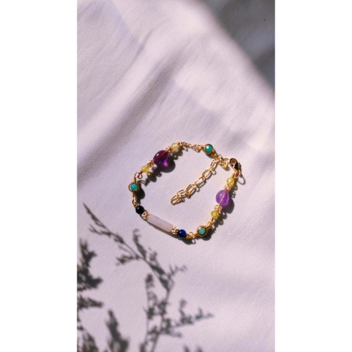 『Niki_hope』🔥現貨🔥紫水晶 粉晶✨14k手作輕珠寶&lt;招貴人/智慧/桃花&gt;天然水晶細手鍊 手環 手鏈