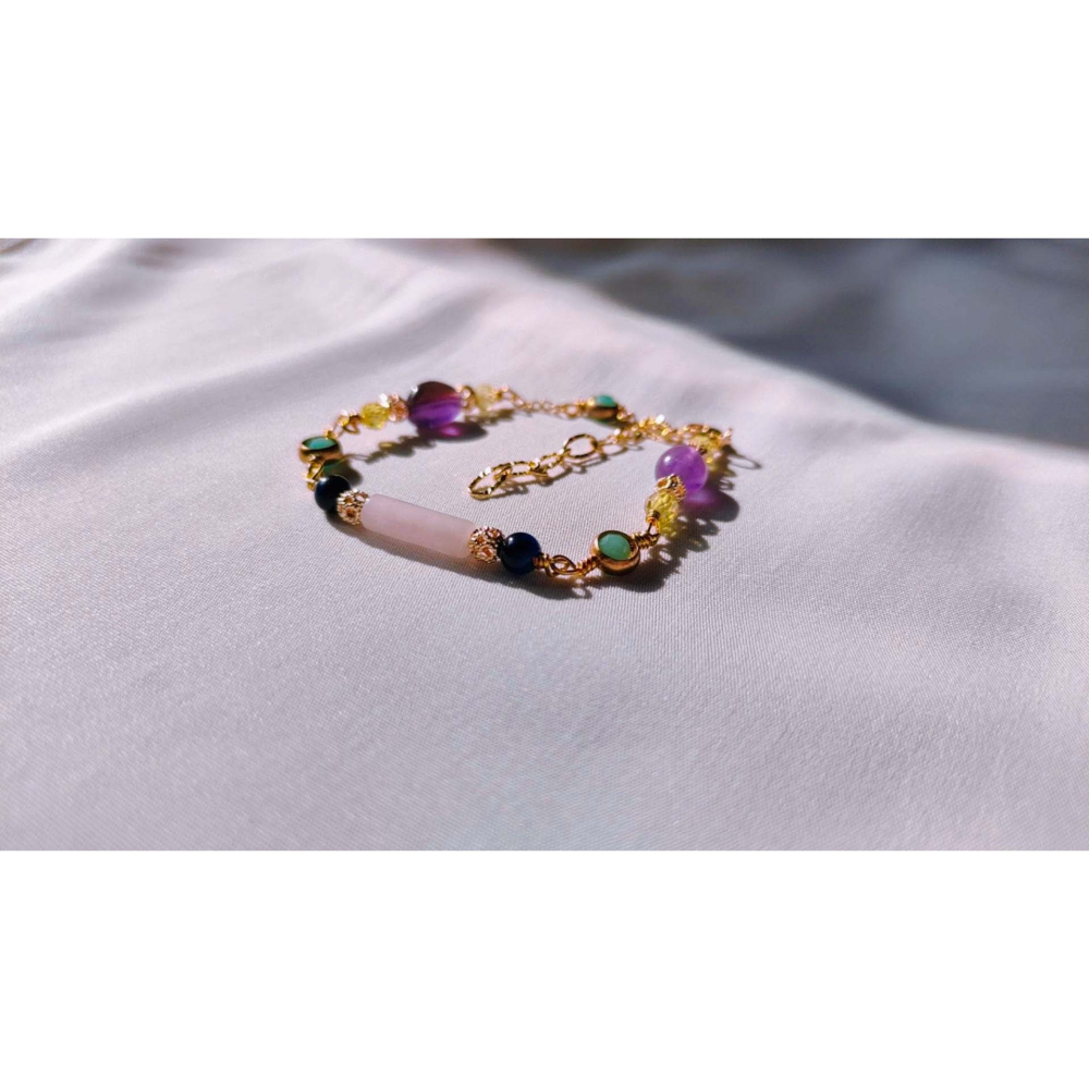 『Niki_hope』🔥現貨🔥紫水晶 粉晶✨14k手作輕珠寶<招貴人/智慧/桃花>天然水晶細手鍊 手環 手鏈-細節圖2