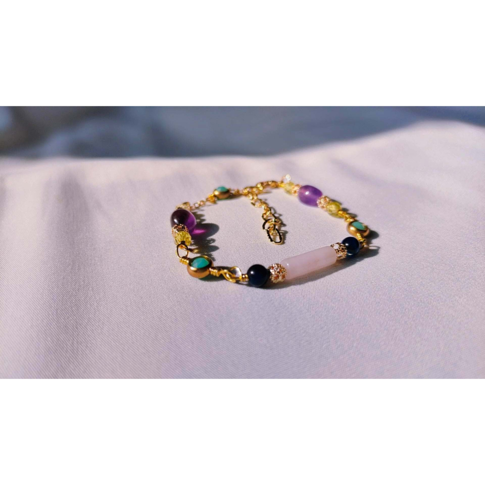 『Niki_hope』🔥現貨🔥紫水晶 粉晶✨14k手作輕珠寶<招貴人/智慧/桃花>天然水晶細手鍊 手環 手鏈-細節圖3