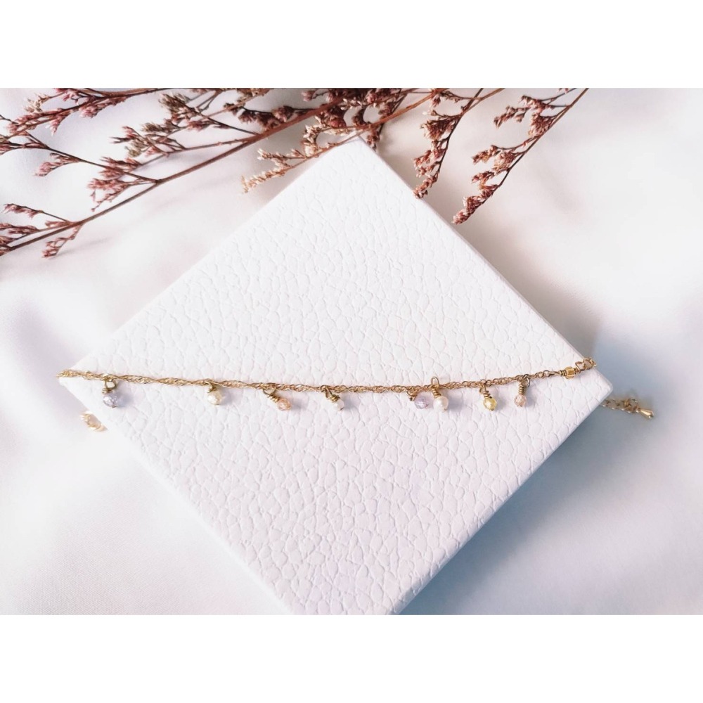 『niki_hope』|♫音符上的精靈 👧|鋯英石 珍珠 <招財>天然水晶細手鍊 水晶手鍊 14k 手環 手鍊手鏈-細節圖2