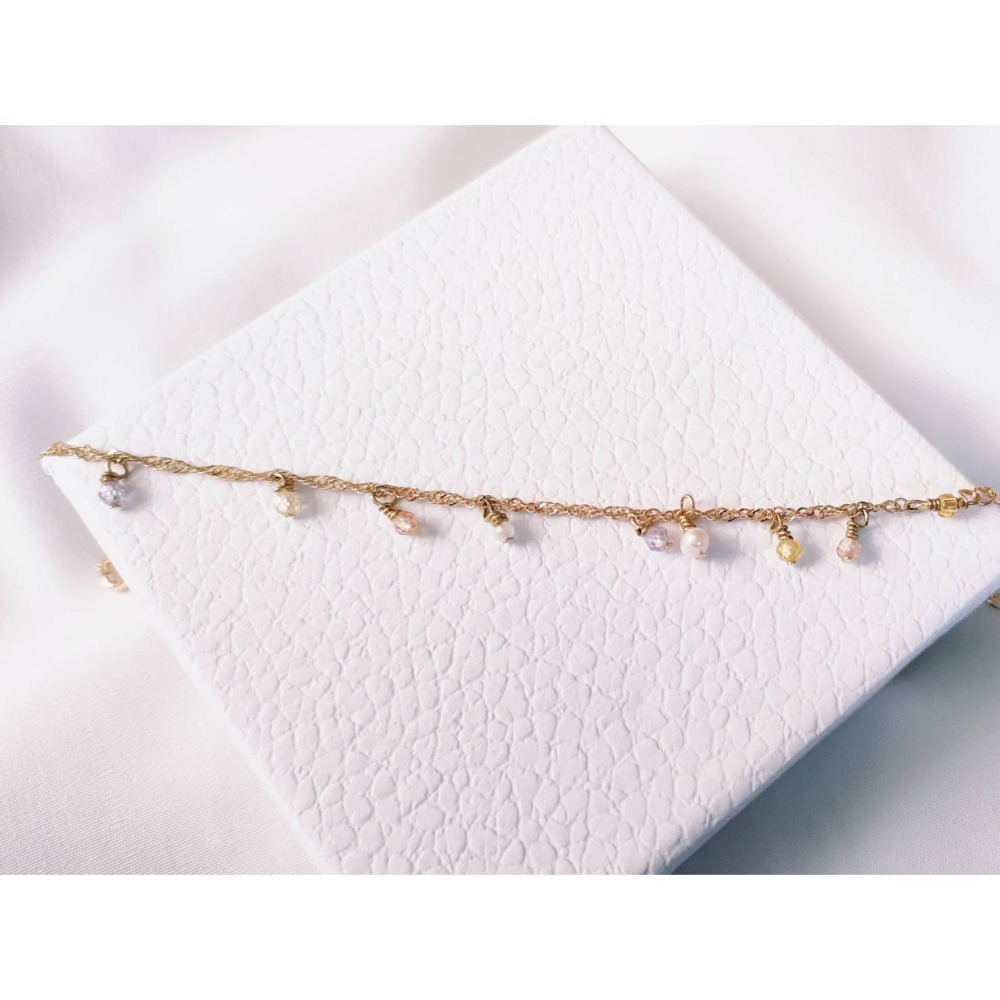 『niki_hope』|♫音符上的精靈 👧|鋯英石 珍珠 <招財>天然水晶細手鍊 水晶手鍊 14k 手環 手鍊手鏈-細節圖3