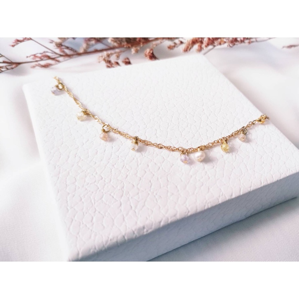 『niki_hope』|♫音符上的精靈 👧|鋯英石 珍珠 <招財>天然水晶細手鍊 水晶手鍊 14k 手環 手鍊手鏈-細節圖5