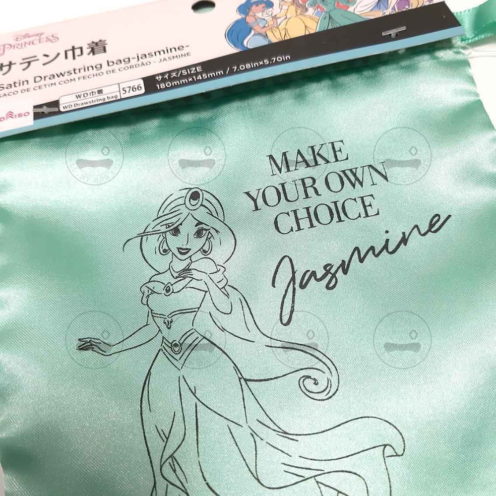 迪士尼 束口袋 小美人魚 茉莉 長髮公主 仙杜瑞拉 貝兒 收納袋 化妝袋 相機袋 日本大創 現貨 ALL.MY GOD-細節圖10