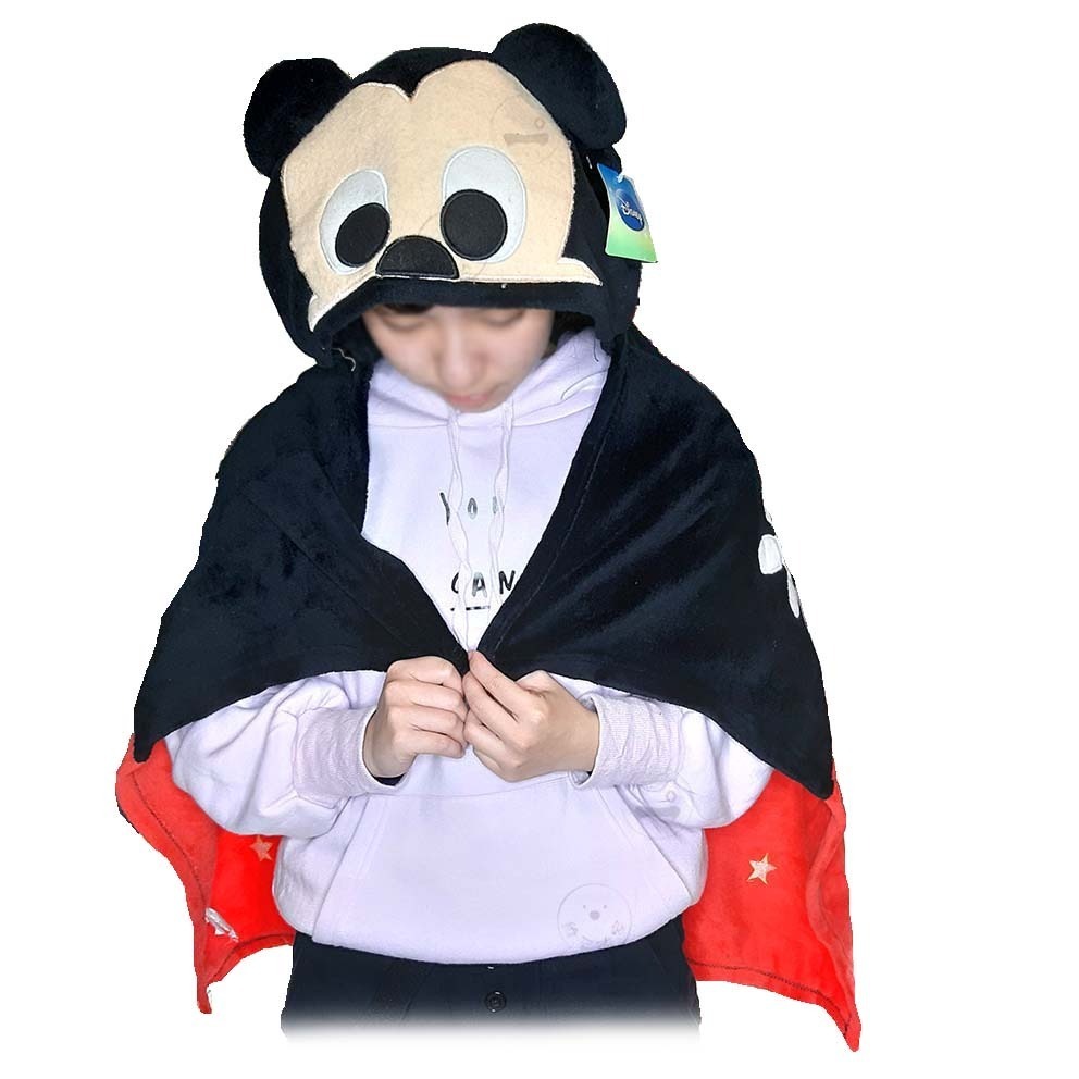 迪士尼 正版 連帽毯 披肩毯 絨毛 捲毯 米奇米妮 CARS 隨身毯 摺疊毯 冷氣毯 保暖毯 兒童披風 台灣現貨-細節圖3