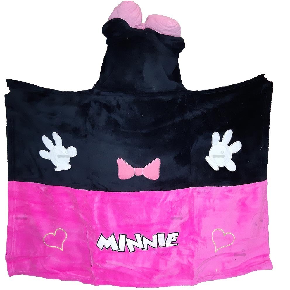 迪士尼 正版 連帽毯 披肩毯 絨毛 捲毯 米奇米妮 CARS 隨身毯 摺疊毯 冷氣毯 保暖毯 兒童披風 台灣現貨-細節圖6