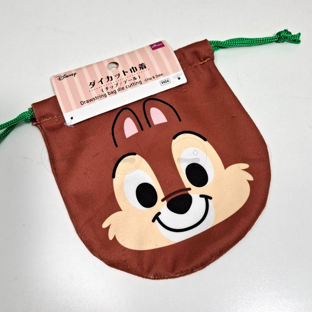 日本大創 迪士尼正版 束口袋 奇奇蒂蒂 收納袋 化妝袋 面紙包 小物收納袋 行李收納包 ALL.MY GOD-細節圖6