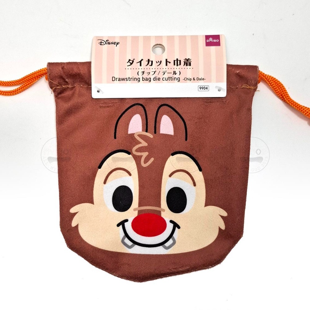 日本大創 迪士尼正版 束口袋 奇奇蒂蒂 收納袋 化妝袋 面紙包 小物收納袋 行李收納包 ALL.MY GOD-規格圖7