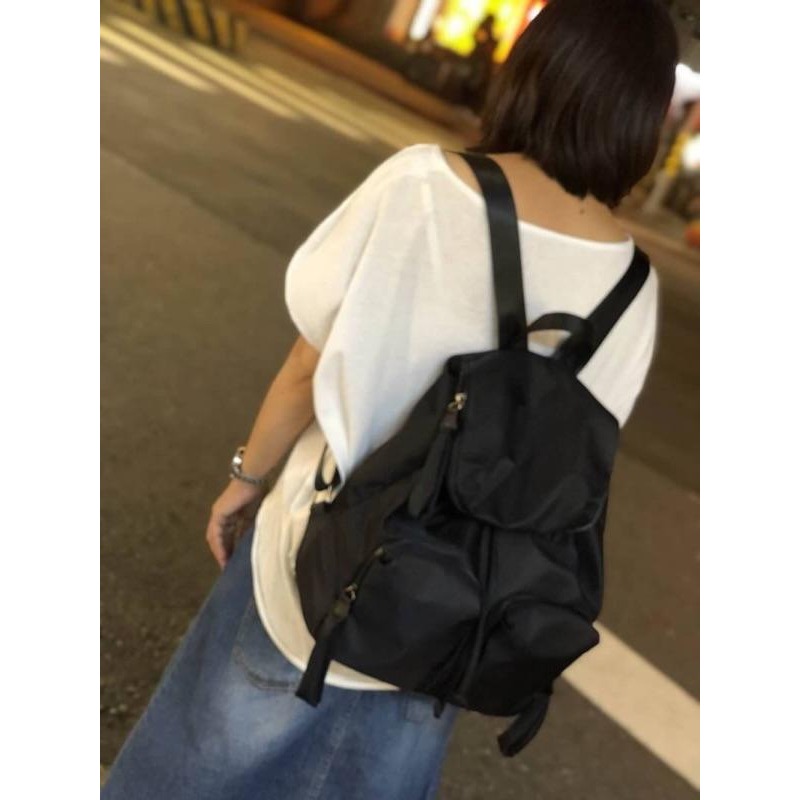 韓國🇰🇷空運《🔥現貨♦️免運‼️》 尼龍雙口袋翻蓋後背包~縮口後背包～媽媽包～迷彩後背包～輕量後背包～旅行後背包-細節圖8