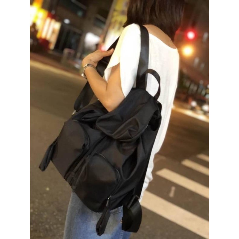 韓國🇰🇷空運《🔥現貨♦️免運‼️》 尼龍雙口袋翻蓋後背包~縮口後背包～媽媽包～迷彩後背包～輕量後背包～旅行後背包-細節圖9