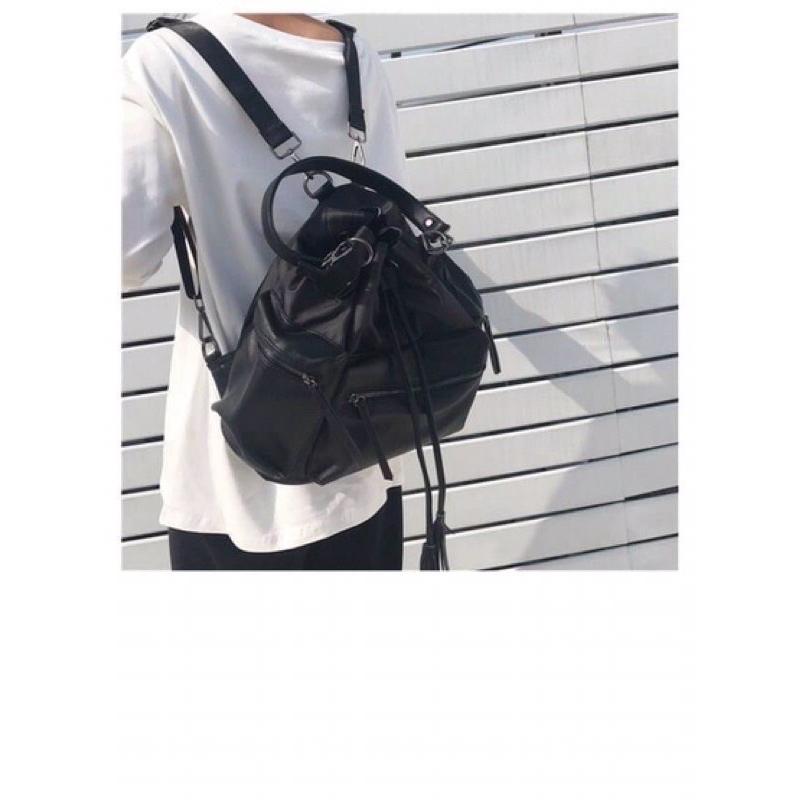 韓國🇰🇷空運～🔥現貨～💜韓國尼龍三用包～🔥好評回歸‼️質感尼龍肩背、斜背縮口水桶包‼️～尼龍斜背包～水桶包～後背包-細節圖8