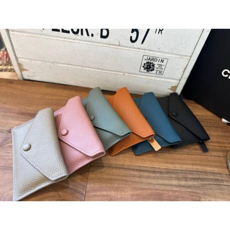 韓國🇰🇷空運～🔥現貨～💜韓國真皮短夾～❤️牛皮薄款信封短夾～信封釦子短夾～短夾-細節圖2