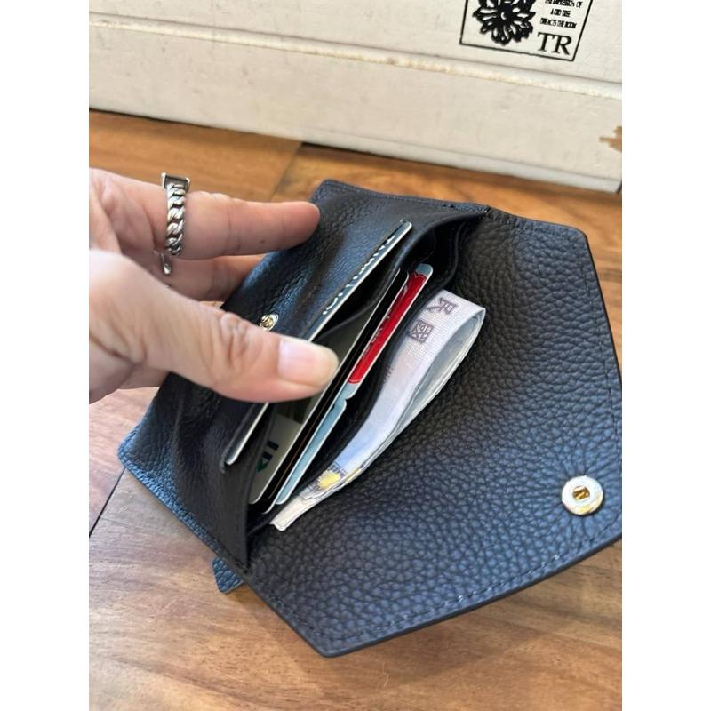 韓國🇰🇷空運～🔥現貨～💜韓國真皮短夾～❤️牛皮薄款信封短夾～信封釦子短夾～短夾-細節圖5