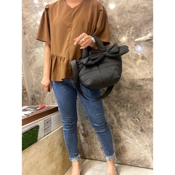 韓國🇰🇷空運～💜韓國尼龍兩用包～🔥超美蝴蝶結🎀鋪面空氣手提斜背包‼️～輕量空氣包～手提包-細節圖2