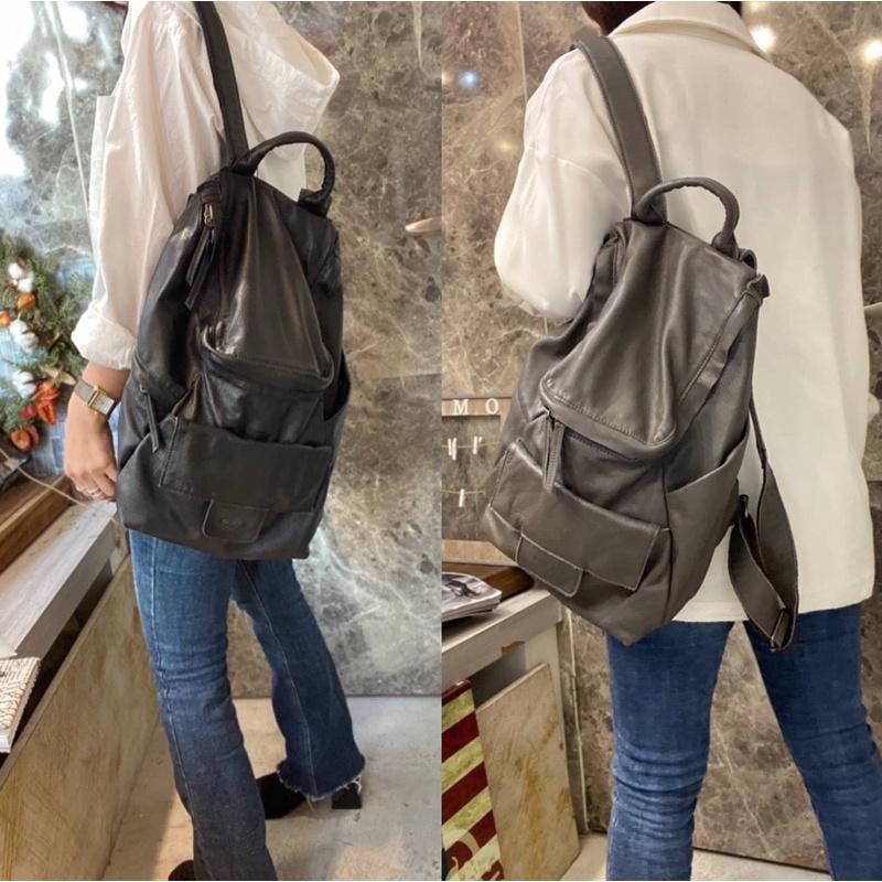 韓國🇰🇷空運～💜韓國真皮後背包～🔥好評回歸‼️質感ensoen羊皮大容量後背包💕～真皮後背包～旅行包～ensoen-細節圖9