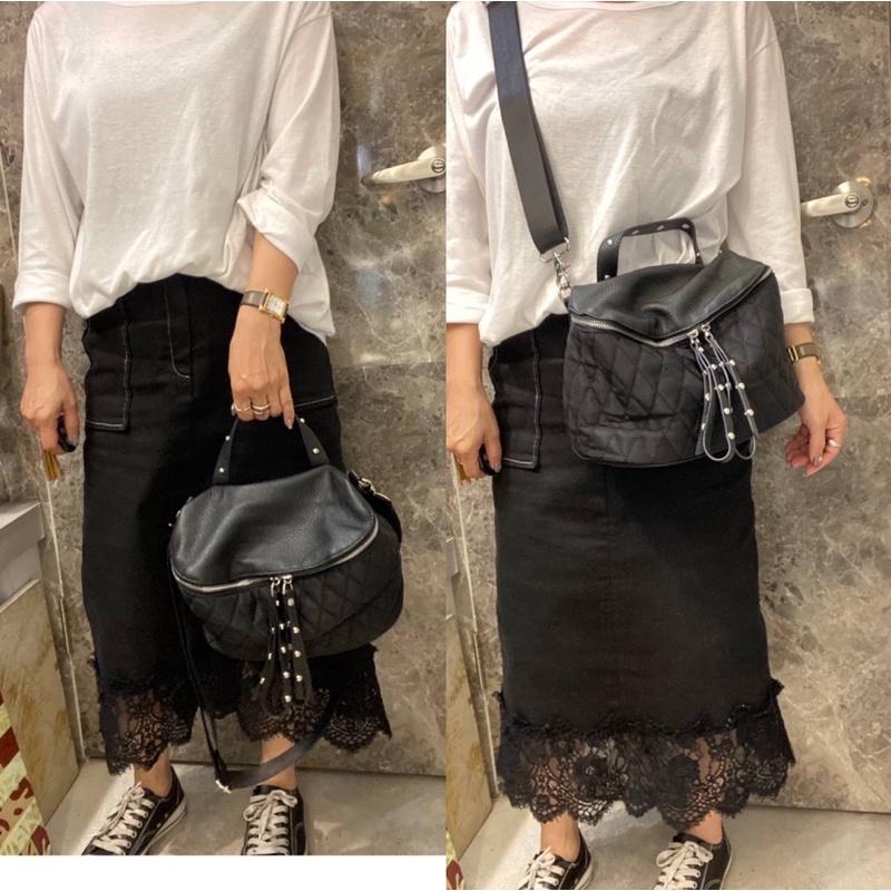 韓國🇰🇷空運～🔥現貨～💜韓國尼龍斜背包～🔥好評追加款‼️尼龍菱格紋斜胸包～旅行包～斜背包-細節圖6