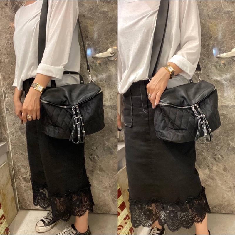 韓國🇰🇷空運～🔥現貨～💜韓國尼龍斜背包～🔥好評追加款‼️尼龍菱格紋斜胸包～旅行包～斜背包-細節圖7