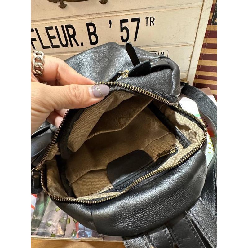 韓國🇰🇷空運～💜韓國真皮後背包～🔥質感牛皮多格層後背包～旅行包～真皮小後背包-細節圖5