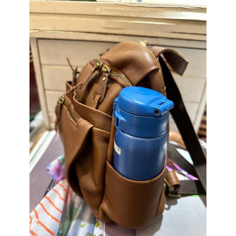 韓國🇰🇷空運～💜韓國真皮後背包～🔥質感牛皮多格層後背包～旅行包～真皮小後背包-細節圖7