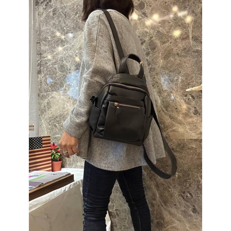 韓國🇰🇷空運～💜韓國真皮後背包～🔥質感牛皮多格層後背包～旅行包～真皮小後背包-細節圖8