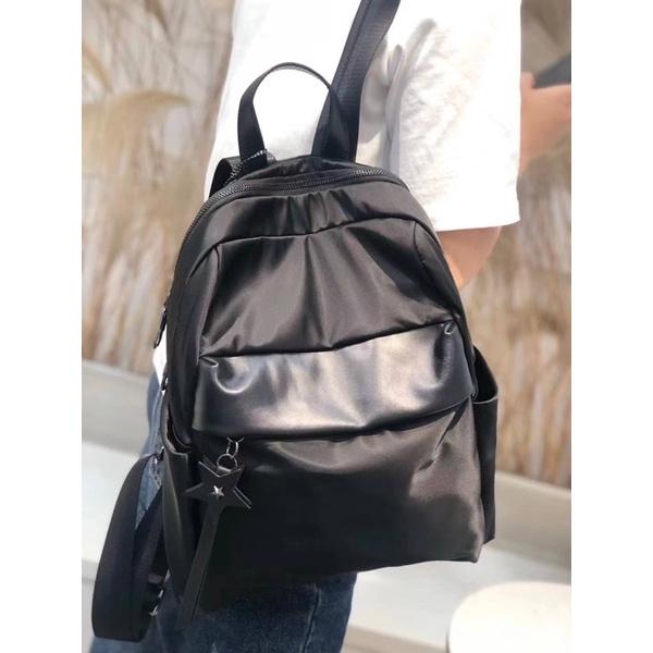 韓國🇰🇷空運～💜韓國尼龍後背包～❤️質感牛皮配尼龍後背包～媽媽包～旅行包～尼龍-細節圖4