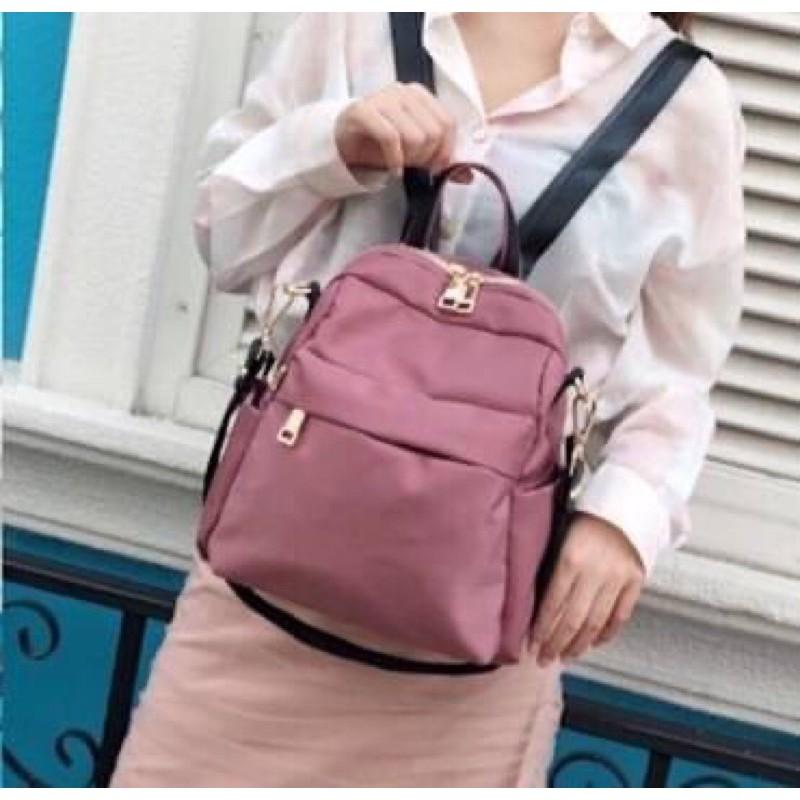 韓國🇰🇷空運～《🔥現貨♦免運‼️》 💜韓國尼龍後背包～❤️質感尼龍三用包（手提、肩背、後背包）旅行包-細節圖5