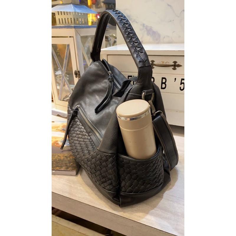 韓國🇰🇷空運～《♦️免運‼️》 💜韓國真皮肩背包～🔥超質感牛皮編織側背包‼️～好評編織肩背包～牛皮編織斜背包-細節圖4