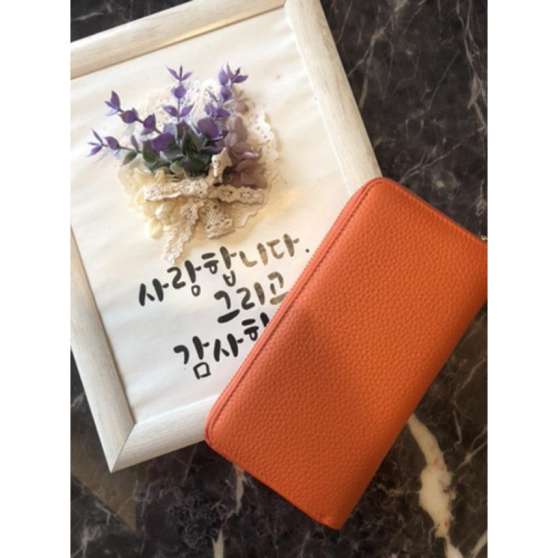 韓國🇰🇷空運～《🔥現貨♦免運‼️》 💜韓國真皮長夾～🔥好評來襲‼️真皮雙層長皮夾～手拿包～雙層⭐️～真皮長夾-細節圖2