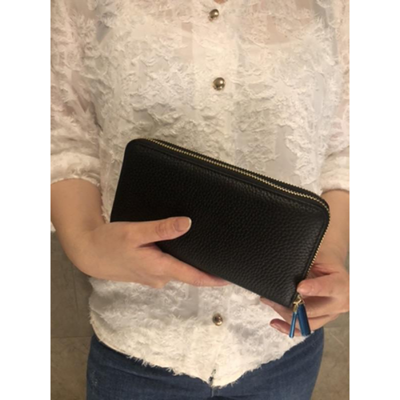 韓國🇰🇷空運～《🔥現貨♦免運‼️》 💜韓國真皮長夾～🔥好評來襲‼️真皮雙層長皮夾～手拿包～雙層⭐️～真皮長夾-細節圖6