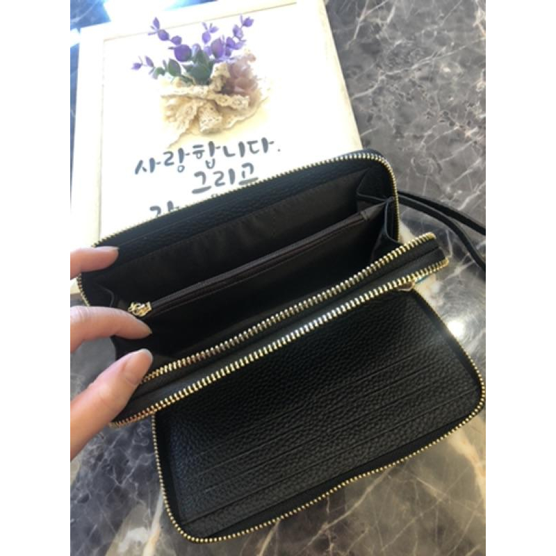 韓國🇰🇷空運～《🔥現貨♦免運‼️》 💜韓國真皮長夾～🔥好評來襲‼️真皮雙層長皮夾～手拿包～雙層⭐️～真皮長夾-細節圖8
