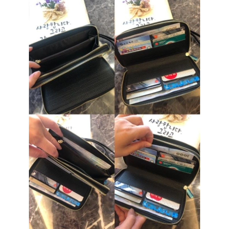 韓國🇰🇷空運～《🔥現貨♦免運‼️》 💜韓國真皮長夾～🔥好評來襲‼️真皮雙層長皮夾～手拿包～雙層⭐️～真皮長夾-細節圖9