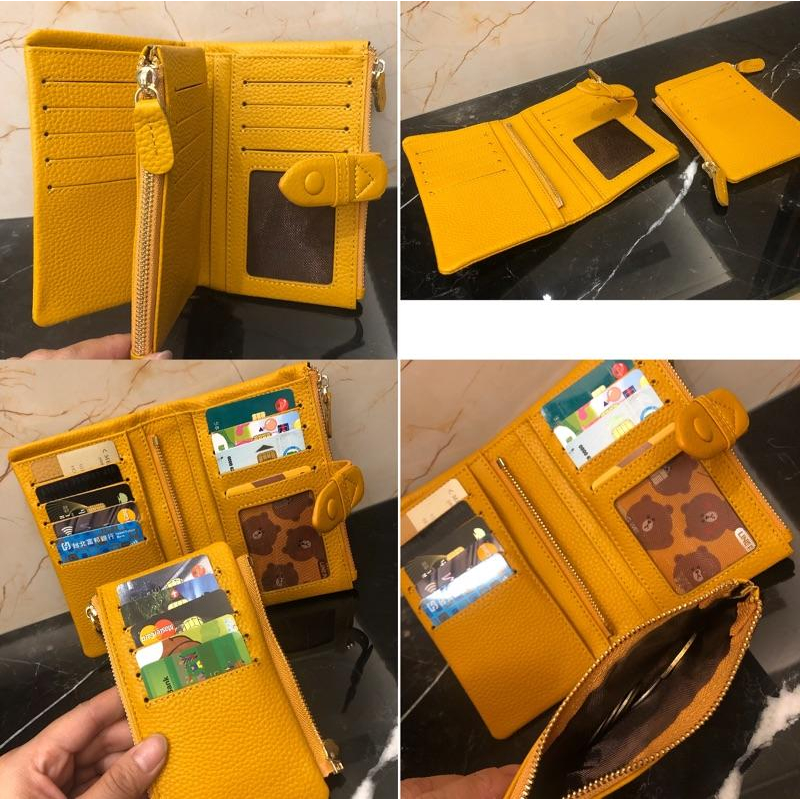 韓國🇰🇷空運～《♦️免運‼️》💜韓國真皮短夾～🔥好評追加款‼️短夾第一名來囉💫牛皮子母帶扣中夾～手拿包-細節圖3