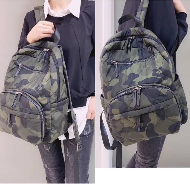 韓國🇰🇷空運～《🔥現貨‼️♦️免運‼️》💜韓國尼龍後背包～菱格紋迷彩後背包～媽媽包～旅行後背包～迷彩～尼龍空氣後背包⭐️-細節圖3