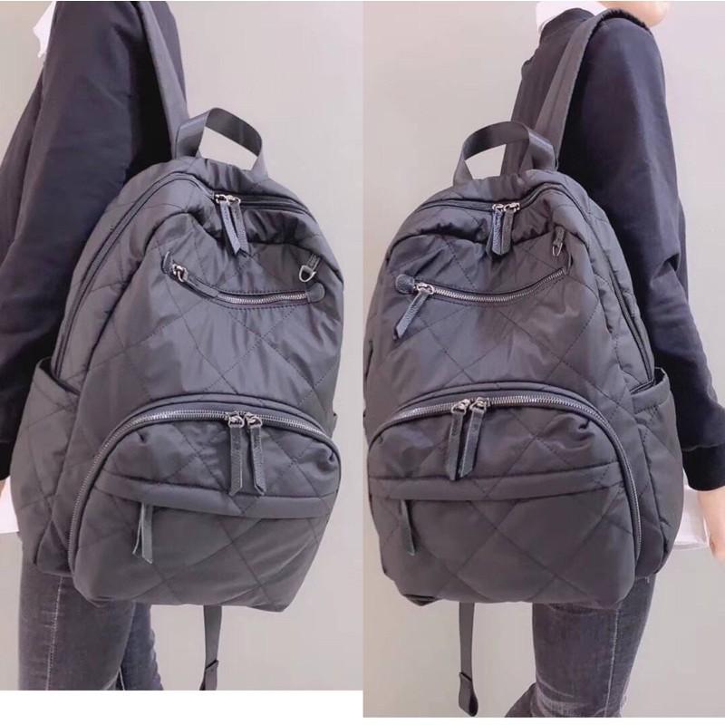 韓國🇰🇷空運～《🔥現貨‼️♦️免運‼️》💜韓國尼龍後背包～菱格紋迷彩後背包～媽媽包～旅行後背包～迷彩～尼龍空氣後背包⭐️-細節圖4