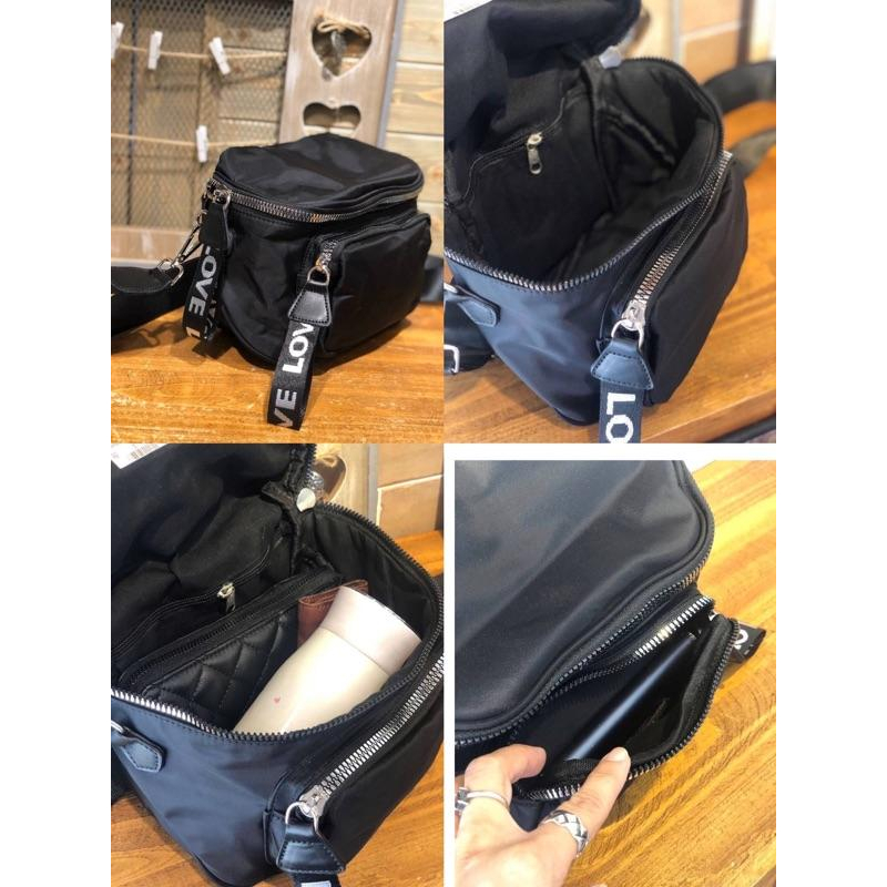 韓國🇰🇷空運～《🔥現貨♦️免運‼️》💜韓國尼龍斜背包～織帶拉鍊頭斜背包～迷彩斜背包～旅行包～寬織帶斜背包-細節圖8