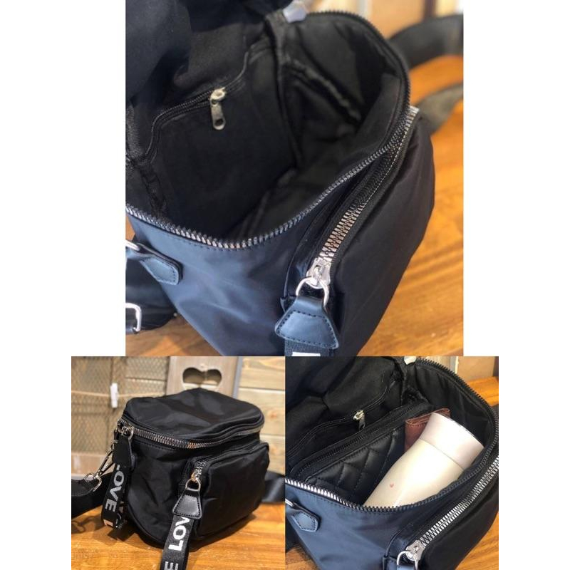 韓國🇰🇷空運～《🔥現貨♦️免運‼️》💜韓國尼龍斜背包～織帶拉鍊頭斜背包～迷彩斜背包～旅行包～寬織帶斜背包-細節圖9