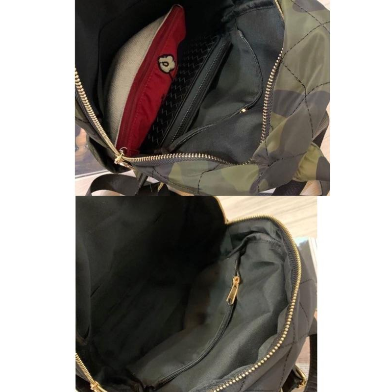 韓國🇰🇷空運～《🔥現貨♦免運‼️》💜韓國尼龍迷彩後背包～♥️尼龍迷彩菱格鏈帶後背包‼️～迷彩後背包～旅行後背包按-細節圖6