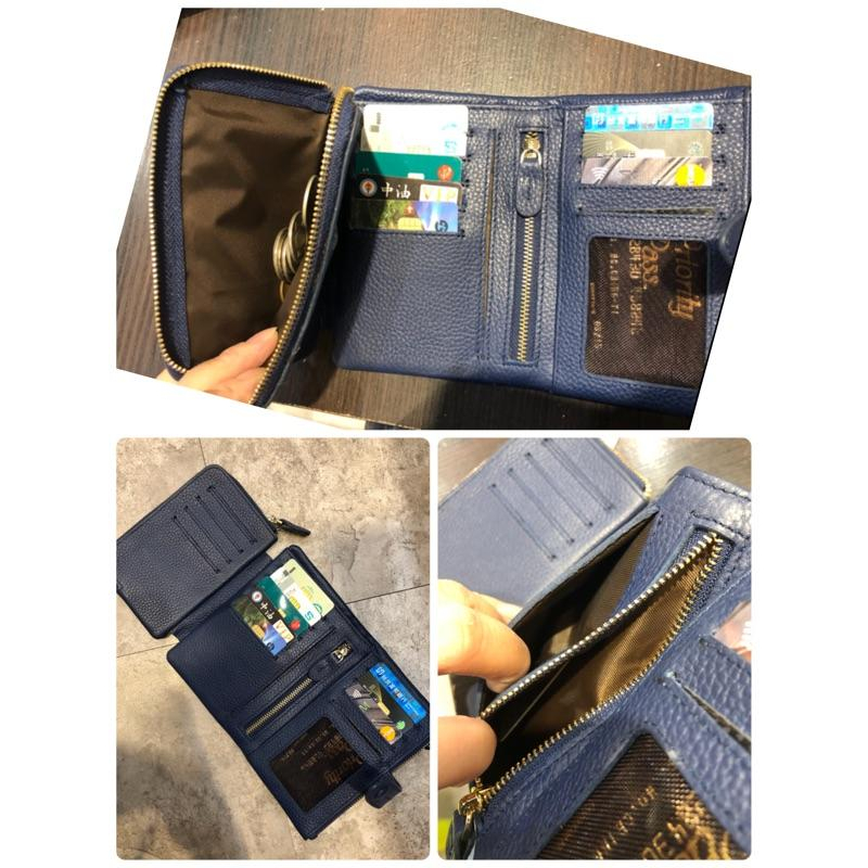 韓國🇰🇷空運～《🔥現貨♦免運‼️》 💜韓國真皮短夾～❤️牛皮壓釦短夾～皮夾～牛皮材質～多格層短夾～手拿包-細節圖8