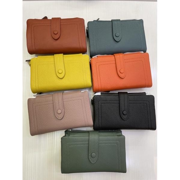 韓國🇰🇷空運～《🔥現貨♦免運‼️》 💜韓國真皮短夾～❤️牛皮壓釦短夾～皮夾～牛皮材質～多格層短夾～手拿包-細節圖9
