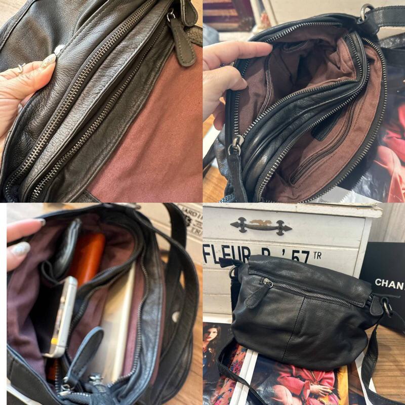 韓國🇰🇷空運～🔥現貨～💜韓國翻蓋水洗牛皮斜背包‼️～🔥好評回歸‼️～ensoen牛皮雙層斜背包～真皮-細節圖4