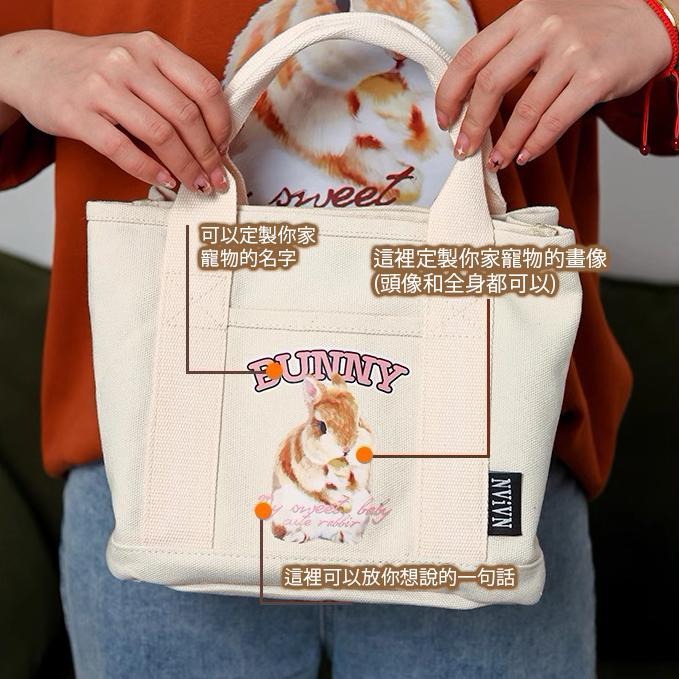 Koku.C 【照片定製! 寵物媽咪包帆布手提袋】遛狗包 可愛便當包 寵物包包-細節圖2