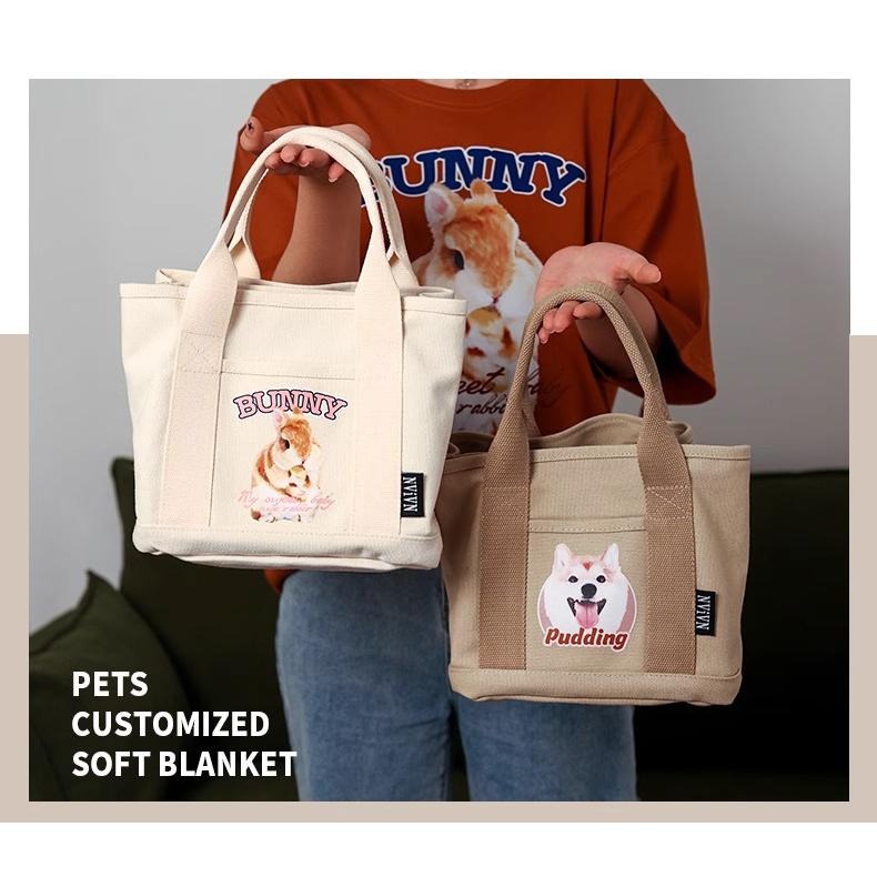 Koku.C 【照片定製! 寵物媽咪包帆布手提袋】遛狗包 可愛便當包 寵物包包-細節圖3