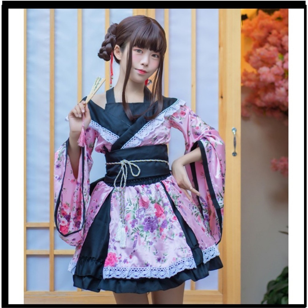 【魔都動漫】女僕Cosplay動漫裝極樂淨土宅舞和風花魁演出服改良和服古裝性感-細節圖3