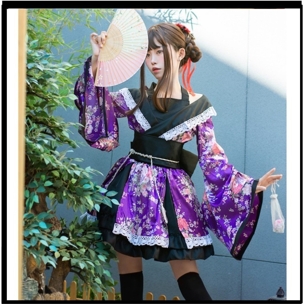 【魔都動漫】女僕Cosplay動漫裝極樂淨土宅舞和風花魁演出服改良和服古裝性感-細節圖7