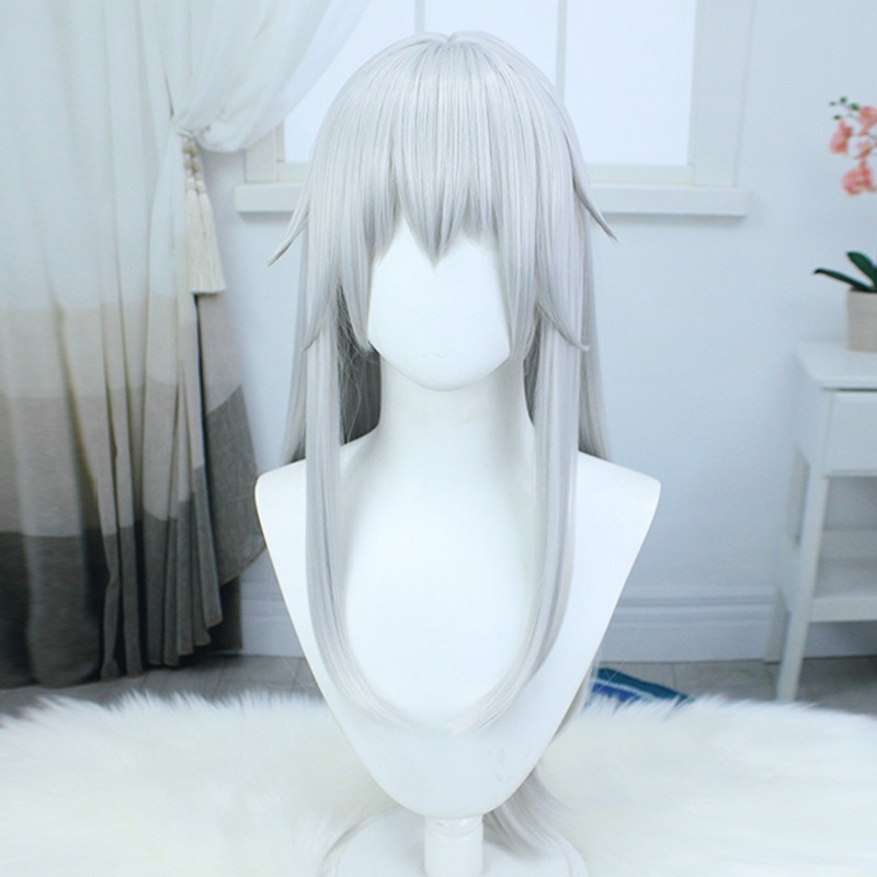 【魔都動漫】崩壞星穹鐵道 克拉拉cos假髪 銀白色翻翹鬢角長直髪假髪-細節圖2