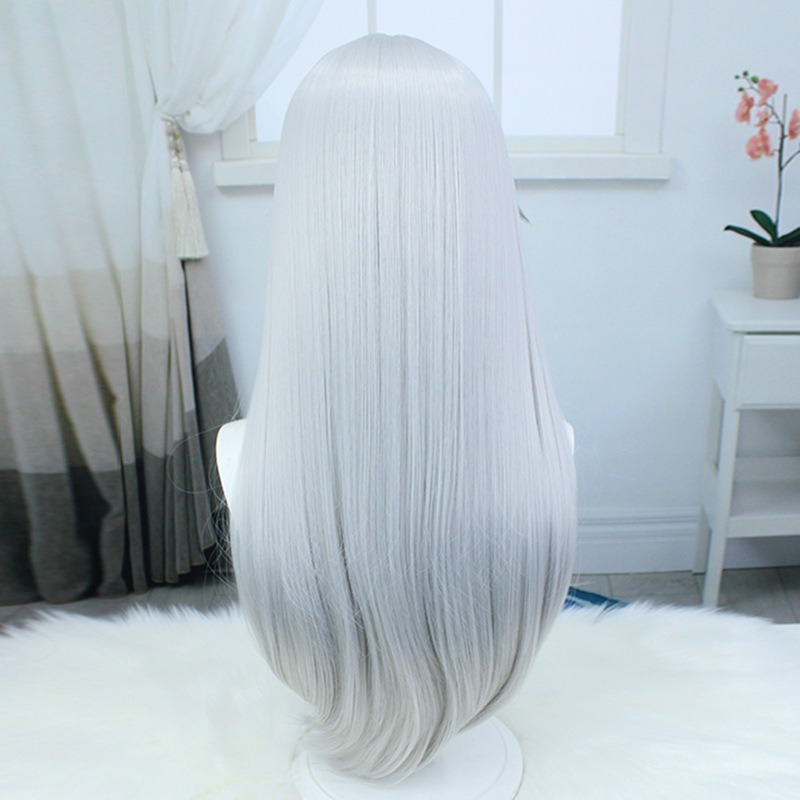 【魔都動漫】崩壞星穹鐵道 克拉拉cos假髪 銀白色翻翹鬢角長直髪假髪-細節圖4