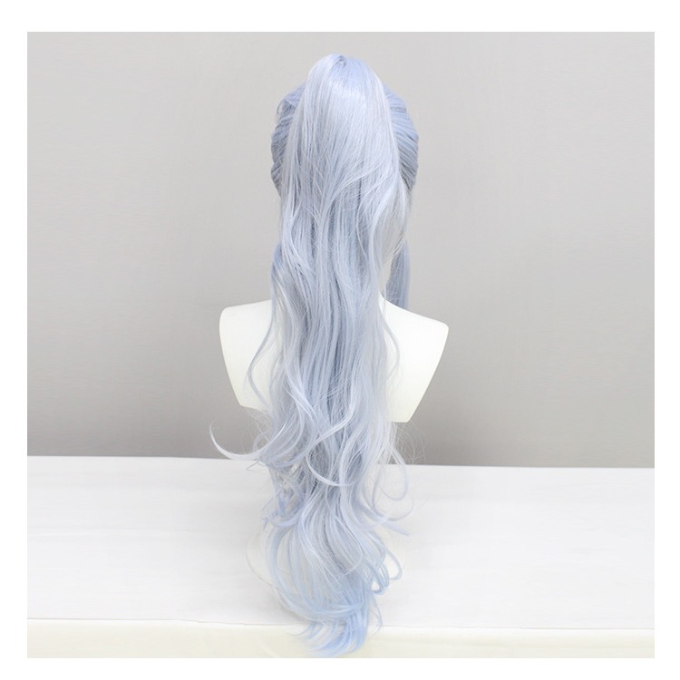 【魔都動漫】 原神cos假發神裏綾華COS假髪 造型角色款淡銀色單馬尾cosplay長髪-細節圖8