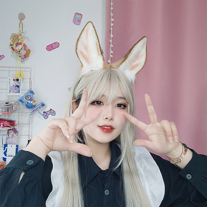 【魔都動漫】網紅動漫cos舞臺錶演道具仿真動物毛絨獸耳頭飾小鹿斑斑鹿耳髮箍-細節圖3