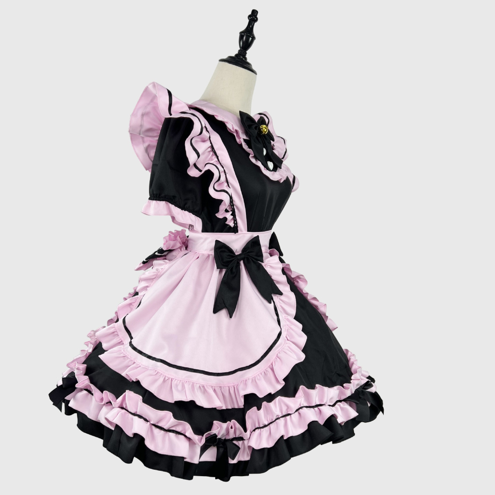 【魔都動漫】日繫Lolita黑粉女仆裝cos甜美少女可愛貓咪蝴蝶結軟妹套裝8262-細節圖2