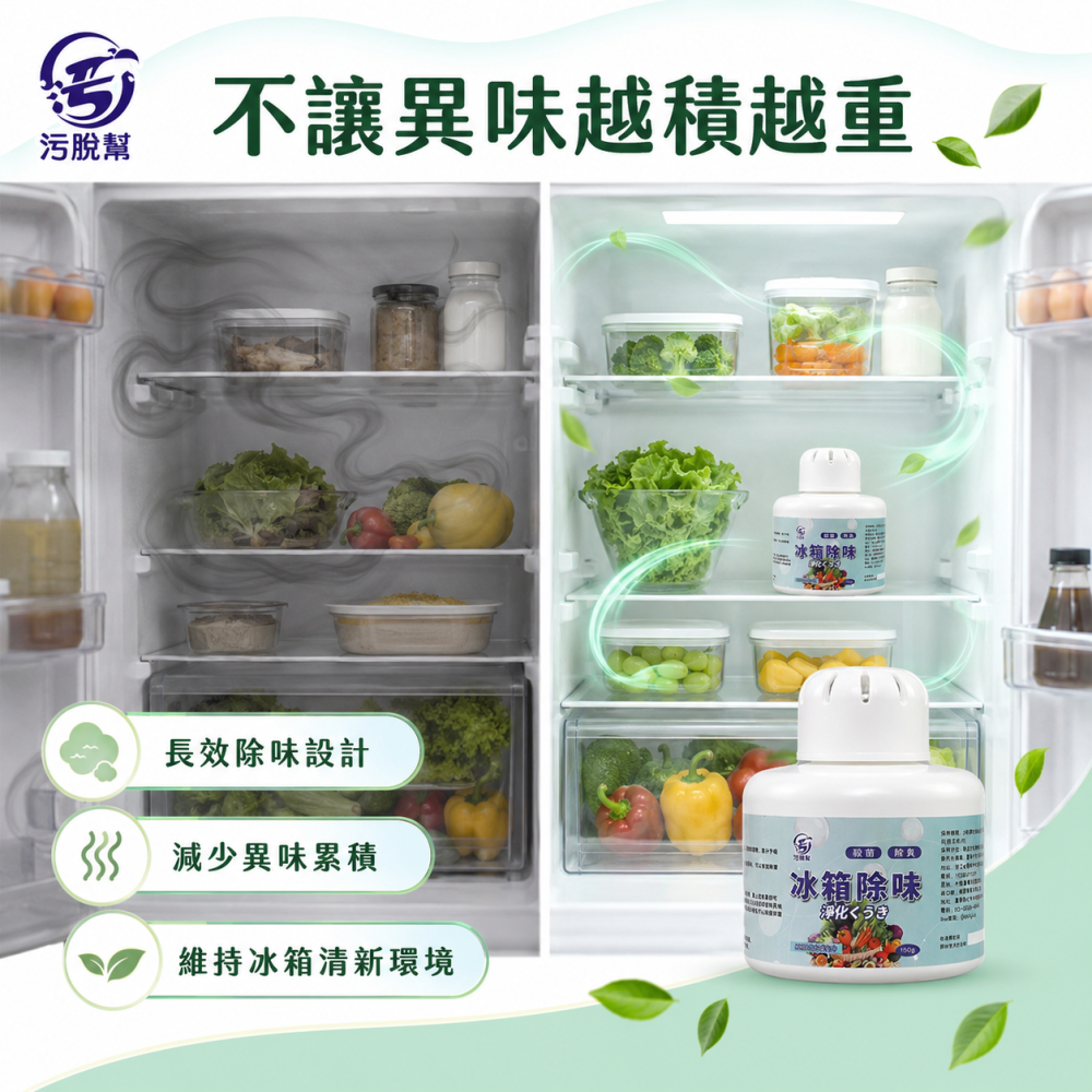 污脫幫 【冰箱除味】 日本除臭技術 次氯酸 抑菌率99.9% 冰箱除味 空氣清淨 冰箱除味盒 冰箱除臭 除異味 除臭-細節圖5