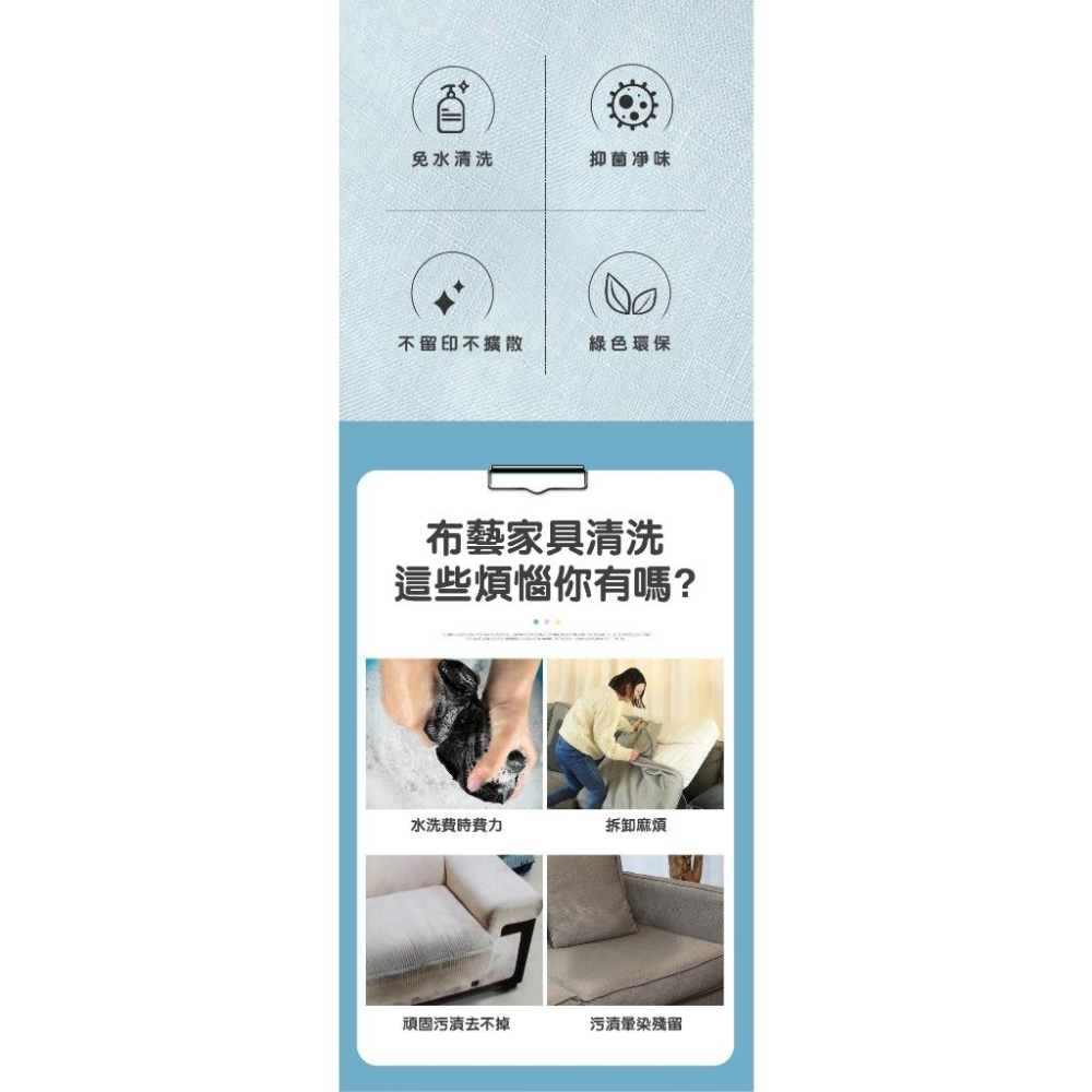 【小資GO購】 布沙發清潔劑 【日本直營】台灣現貨 去汙技術 免水洗 洗布藝沙發清潔 尿漬去污 布發沙 牆布 床墊 地毯-細節圖5